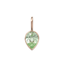 Load image into Gallery viewer, Prasiolite 14k Yellow Solid Gold Charm Pendant Bezel Jewelry Finding / August Birthstone / 7mm Green Amethyst Gemstone / Pear Cut Jewelry