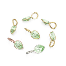 Load image into Gallery viewer, Prasiolite 14k Yellow Solid Gold Charm Pendant Bezel Jewelry Finding / August Birthstone / 7mm Green Amethyst Gemstone / Pear Cut Jewelry