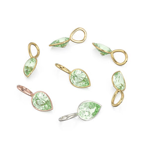 Prasiolite 14k Yellow Solid Gold Charm Pendant Bezel Jewelry Finding / August Birthstone / 7mm Green Amethyst Gemstone / Pear Cut Jewelry