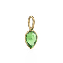 Load image into Gallery viewer, Peridot 14k Yellow Solid Gold Charm Pendant Bezel Jewelry Finding / Prasiolite August Birthstone / 7mm Green Gemstone / Pear Cut Jewelry