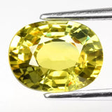Certified 2.54ct VS Oval Yellow Green Sapphire - Unheated, Songea Tanzania Gem