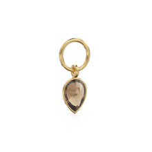 Load image into Gallery viewer, Smoky Quartz Pear Solid Gold Charm Pendant Bezel Jewelry Finding / November Birthstone / Brown Gemstone / Minimalist Tiny Stackable Pendant