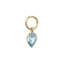 Load image into Gallery viewer, Aquamarine Pear Solid Gold Charm Pendant Bezel Jewelry Finding / March Birthstone / Blue Gemstone / Minimalist Tiny Stackable Pendant
