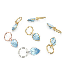 Load image into Gallery viewer, Aquamarine Pear Solid Gold Charm Pendant Bezel Jewelry Finding / March Birthstone / Blue Gemstone / Minimalist Tiny Stackable Pendant
