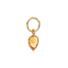Load image into Gallery viewer, Citrine Pear Solid Gold Charm Pendant Bezel Jewelry Finding / November Birthstone / Yellow Gemstone / Minimalist Tiny Stackable Pendant