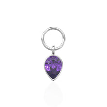Load image into Gallery viewer, Amethyst Pear Solid Gold Charm Pendant Bezel Jewelry Finding / February Birthstone / Purple Gemstone / Minimalist Tiny Stackable Pendant