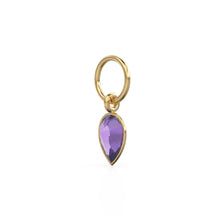 Load image into Gallery viewer, Amethyst Pear Solid Gold Charm Pendant Bezel Jewelry Finding / February Birthstone / Purple Gemstone / Minimalist Tiny Stackable Pendant