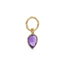 Load image into Gallery viewer, Amethyst Pear Solid Gold Charm Pendant Bezel Jewelry Finding / February Birthstone / Purple Gemstone / Minimalist Tiny Stackable Pendant