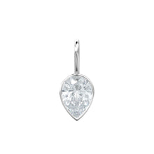 Load image into Gallery viewer, White Quartz 14k Yellow Solid Gold Charm Pendant Bezel Jewelry Finding / April Birthstone / 7mm White Gemstone / Rock Crystal Pear Cut