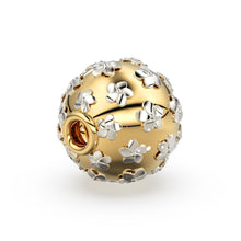 Load image into Gallery viewer, Gold Spacer Bead Two-Tone Solid Gold Flower Charm Luxury Filigree Artisan Jewelry Component for Bracelets