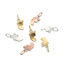 Load image into Gallery viewer, 18k Solid Gold Baby Footprint Charm Pendant with Diamond Accent – Newborn Keepsake Jewelry in Yellow, White &amp; Rose Gold