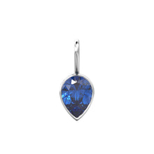 Load image into Gallery viewer, Sri Lanka Sapphire 14k Yellow Solid Gold Charm Pendant Bezel Jewelry Finding / September Birthstone / 7mm Blue Gemstone / Pear Cut Jewelry