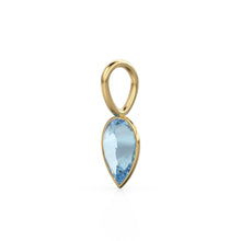 Load image into Gallery viewer, Santa Maria Aquamarine 14k Yellow Solid Gold Charm Pendant Bezel Jewelry Finding / March Birthstone / 7mm Blue Gemstone / Pear Cut Jewelry