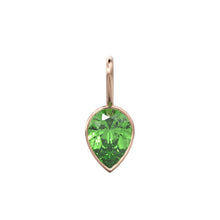 Load image into Gallery viewer, Peridot 14k Yellow Solid Gold Charm Pendant Bezel Jewelry Finding / Prasiolite August Birthstone / 7mm Green Gemstone / Pear Cut Jewelry