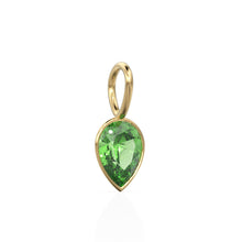 Load image into Gallery viewer, Peridot 14k Yellow Solid Gold Charm Pendant Bezel Jewelry Finding / Prasiolite August Birthstone / 7mm Green Gemstone / Pear Cut Jewelry