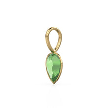 Load image into Gallery viewer, Peridot 14k Yellow Solid Gold Charm Pendant Bezel Jewelry Finding / Prasiolite August Birthstone / 7mm Green Gemstone / Pear Cut Jewelry