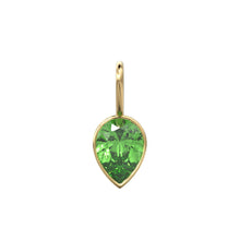 Load image into Gallery viewer, Peridot 14k Yellow Solid Gold Charm Pendant Bezel Jewelry Finding / Prasiolite August Birthstone / 7mm Green Gemstone / Pear Cut Jewelry