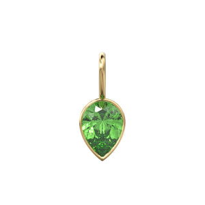 Peridot 14k Yellow Solid Gold Charm Pendant Bezel Jewelry Finding / Prasiolite August Birthstone / 7mm Green Gemstone / Pear Cut Jewelry