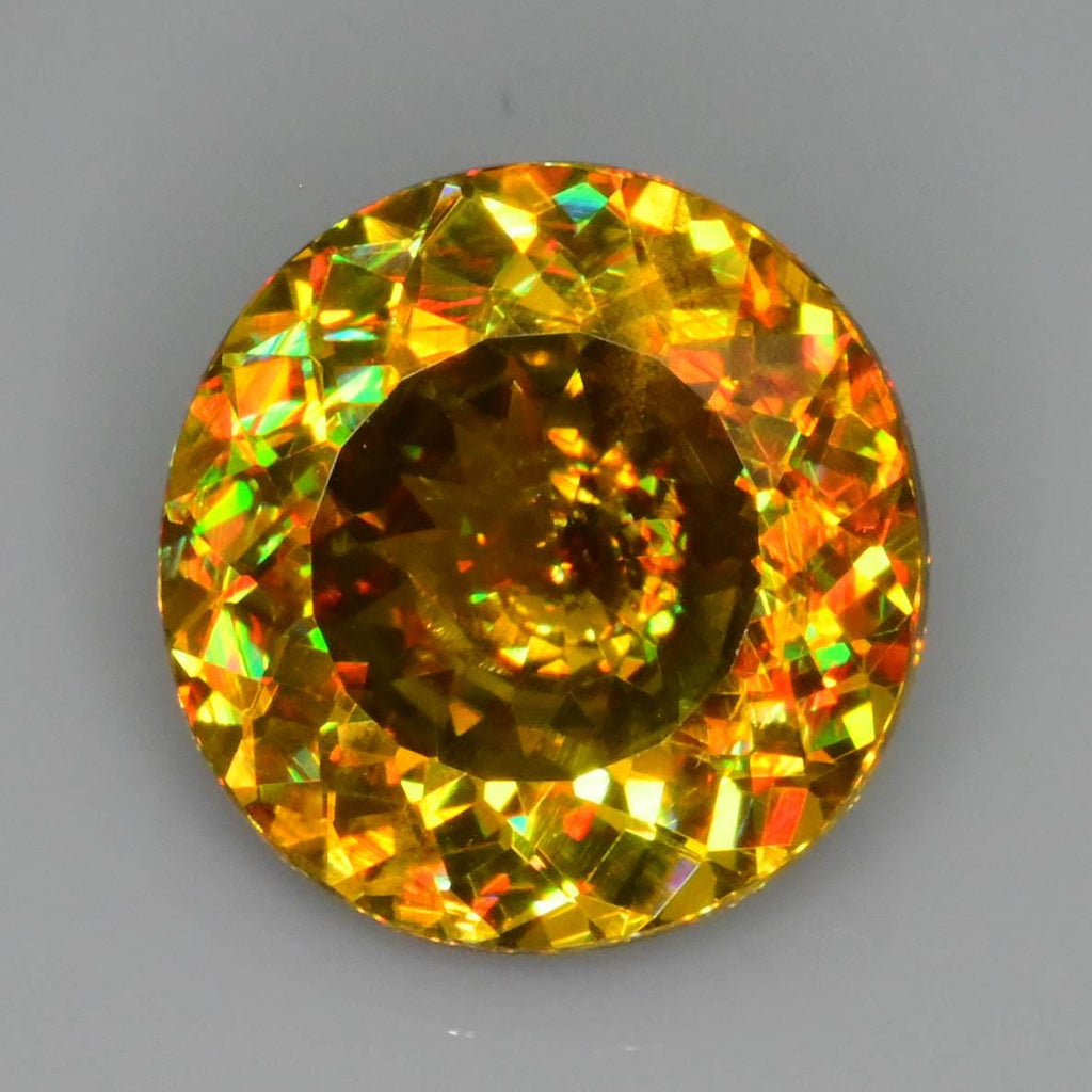 Rainbow Titanite Sphene Gemstone 3.64ct VVS Brilliant Round - Untreated, Zagi Mine Gem