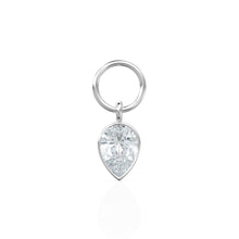 Load image into Gallery viewer, White Quartz Pear Solid Gold Charm Pendant Bezel Jewelry Finding / April Birthstone / White Gemstone / Minimalist Tiny Stackable Pendant