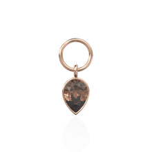 Load image into Gallery viewer, Smoky Quartz Pear Solid Gold Charm Pendant Bezel Jewelry Finding / November Birthstone / Brown Gemstone / Minimalist Tiny Stackable Pendant