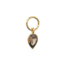 Load image into Gallery viewer, Smoky Quartz Pear Solid Gold Charm Pendant Bezel Jewelry Finding / November Birthstone / Brown Gemstone / Minimalist Tiny Stackable Pendant