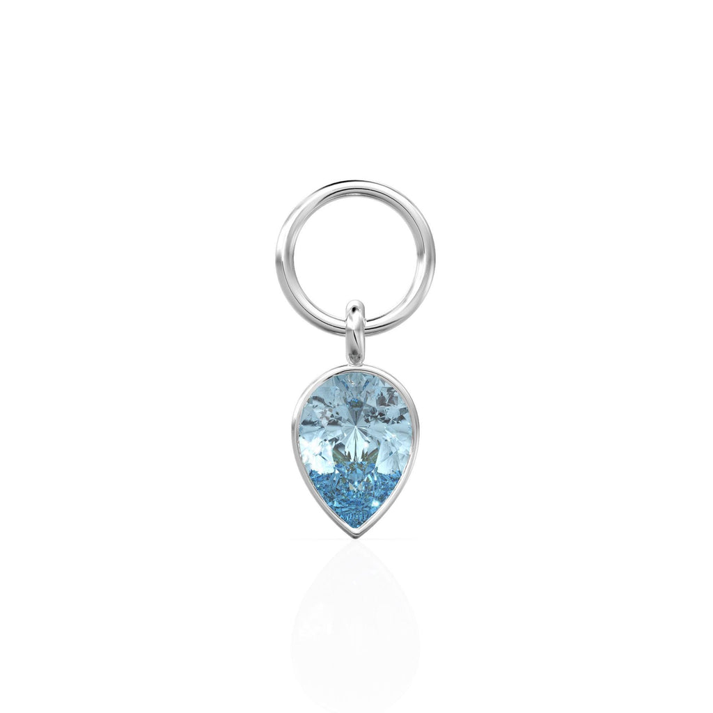 Aquamarine Pear Solid Gold Charm Pendant Bezel Jewelry Finding / March Birthstone / Blue Gemstone / Minimalist Tiny Stackable Pendant