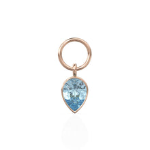 Load image into Gallery viewer, Aquamarine Pear Solid Gold Charm Pendant Bezel Jewelry Finding / March Birthstone / Blue Gemstone / Minimalist Tiny Stackable Pendant