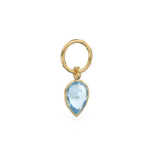 Load image into Gallery viewer, Aquamarine Pear Solid Gold Charm Pendant Bezel Jewelry Finding / March Birthstone / Blue Gemstone / Minimalist Tiny Stackable Pendant
