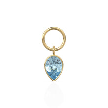 Load image into Gallery viewer, Aquamarine Pear Solid Gold Charm Pendant Bezel Jewelry Finding / March Birthstone / Blue Gemstone / Minimalist Tiny Stackable Pendant