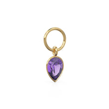 Load image into Gallery viewer, Amethyst Pear Solid Gold Charm Pendant Bezel Jewelry Finding / February Birthstone / Purple Gemstone / Minimalist Tiny Stackable Pendant