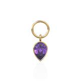 Amethyst Pear Solid Gold Charm Pendant Bezel Jewelry Finding / February Birthstone / Purple Gemstone / Minimalist Tiny Stackable Pendant