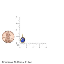 Load image into Gallery viewer, 2ct Blue Sapphire Solid Gold Charm / Round Bezel Set September Birthstone / 14k Yellow Gold Blue Gem Pendant for Necklace or Bracelet
