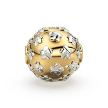 Load image into Gallery viewer, Gold Spacer Bead Two-Tone Solid Gold Flower Charm Luxury Filigree Artisan Jewelry Component for Bracelets