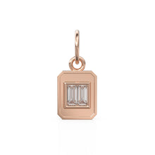 Load image into Gallery viewer, 2 Baguette Diamond Bar Pendant  / 18k Solid Gold Diamond Charm / Baguette Diamond 14k Gold Pendant / Emerald Cut Diamond Charm / Sale