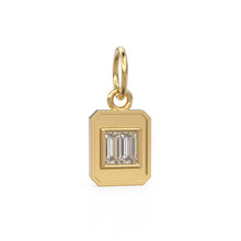 Load image into Gallery viewer, 2 Baguette Diamond Bar Pendant  / 18k Solid Gold Diamond Charm / Baguette Diamond 14k Gold Pendant / Emerald Cut Diamond Charm / Sale