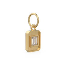 Load image into Gallery viewer, 2 Baguette Diamond Bar Pendant  / 18k Solid Gold Diamond Charm / Baguette Diamond 14k Gold Pendant / Emerald Cut Diamond Charm / Sale