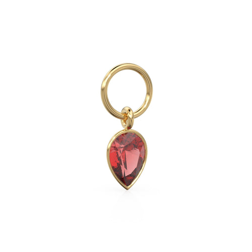 Ruby Pear Solid Gold Charm Pendant Bezel Jewelry Finding / July Birthstone / Red Gemstone / Minimalist Tiny Stackable Pendant
