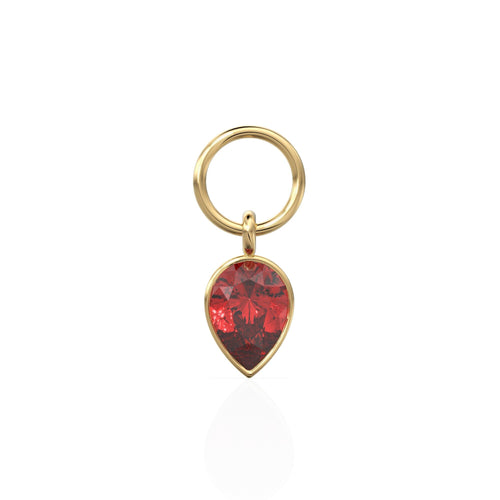 Ruby Pear Solid Gold Charm Pendant Bezel Jewelry Finding / July Birthstone / Red Gemstone / Minimalist Tiny Stackable Pendant