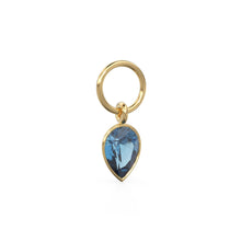 Load image into Gallery viewer, London Blue Topaz Pear Solid Gold Charm Pendant Bezel Jewelry Finding / December Birthstone / Blue Gemstone / Minimalist Stackable Pendant