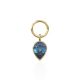 London Blue Topaz Pear Solid Gold Charm Pendant Bezel Jewelry Finding / December Birthstone / Blue Gemstone / Minimalist Stackable Pendant