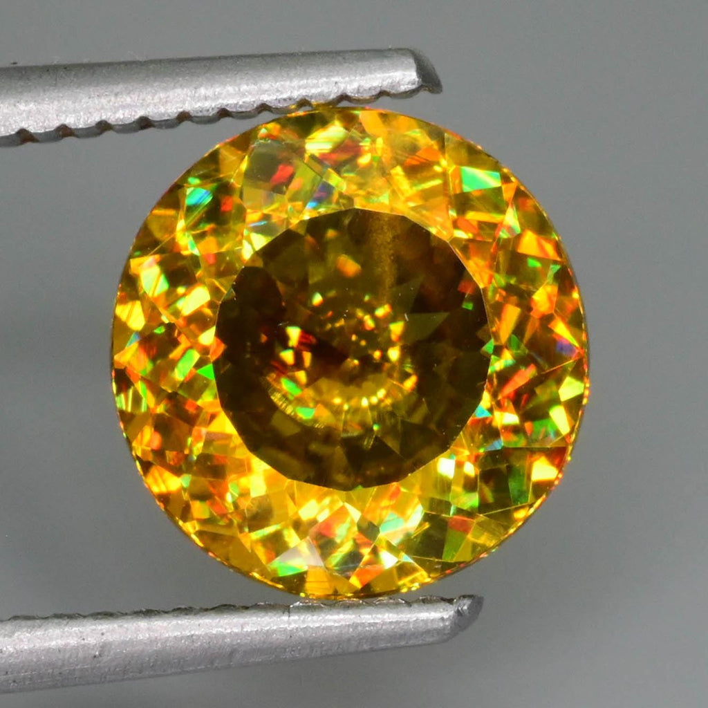 Rainbow Titanite Sphene Gemstone 3.64ct VVS Brilliant Round - Untreated, Zagi Mine Gem