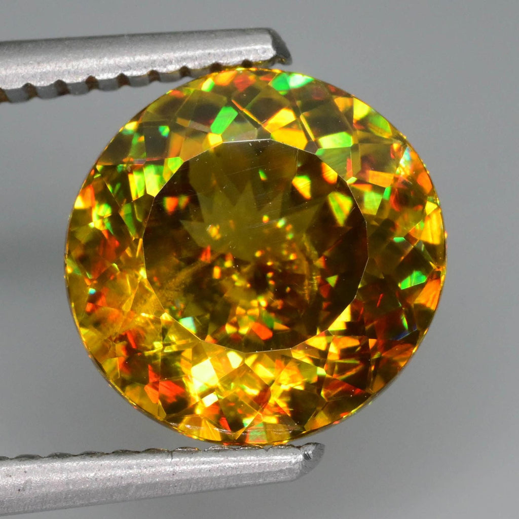 Rainbow Titanite Sphene Gemstone 3.64ct VVS Brilliant Round - Untreated, Zagi Mine Gem