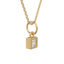 Load image into Gallery viewer, 0.25ct Princess Cut Diamond 14K Solid Gold Necklace – Handmade Fine Jewelry Anniversary Gift for Her / Square April Birthstone Present