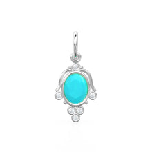 Load image into Gallery viewer, 18k Gold Oval Turquoise with Diamond Pendant Necklace, 14K Turquoise Jewelry, Dainty Delicate Handmade Charm Pendant, December Birthstone