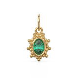 Zambian Green Oval Cut Solid Gold Charm / Precious Gemstone Gold Pendant / 14k Solid Yellow Gold May Birthstone Jewelry Making Finding