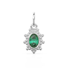 Load image into Gallery viewer, Zambian Green Oval Cut Solid Gold Charm / Precious Gemstone Gold Pendant / 14k Solid Yellow Gold May Birthstone Jewelry Making Finding