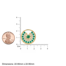 Load image into Gallery viewer, 14K Solid Gold Emerald and Diamond Circle Pendant – Luxury Green Gemstone Hoop Cahrm for Necklace or Earring, May Birthstone Jewelry
