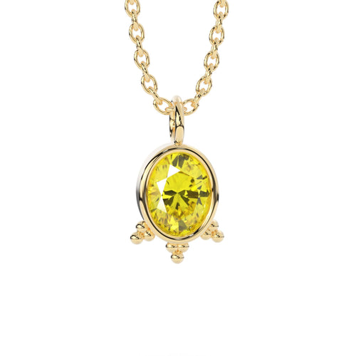 2.54ct 14K Solid Gold Natural Yellow Sapphire Necklace – Luxury Heirloom Fine Jewelry Anniversary Gift for Her / Oval September Birthstone
