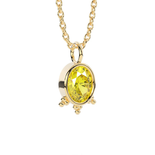 2.54ct 14K Solid Gold Natural Yellow Sapphire Necklace – Luxury Heirloom Fine Jewelry Anniversary Gift for Her / Oval September Birthstone